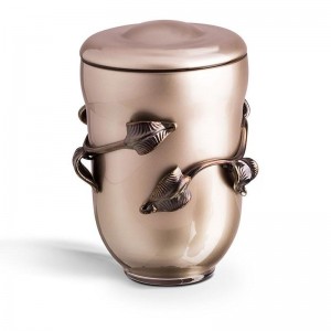 High Quality Bohemian Crystal Urn (Cappuccino with Leaf Overlay)